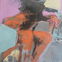 Réflexion orange - 73 X 60 Acrylique sur toile