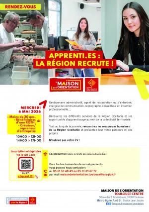 Affiche Apprenti.es : La Région recrute!