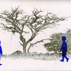 Bleu - Monotype et transfert à l'acétone sur papier 300g - 2026 - Zabel Charrié 