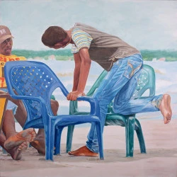 La conversation - acrylique sur toile 100x100 (2013) - Rosario Heins 