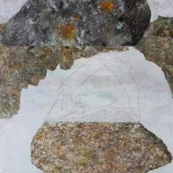 le menhir renversé - techniques mixtes, broderies - 153x91 cm - bbf 