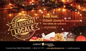 Affiche Pour Noël, vos magasins Gibert Joseph la jouent Local : idées cadeaux from Occitanie à tous les étages !