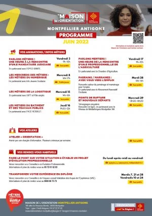 Affiche Programme de la Maison de l'Orientation de Montpellier en juin
