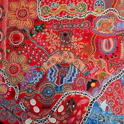 BUMBA JANGALA - faune et flore australienne ; 60 x80 cm, toile 3D, acrylique - TERRES ET ARTS D ICI ET D AILLEURS 
