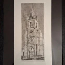 Eglise Gourdan Polignan - dessin graphite et mine de plomb - 120 euros 