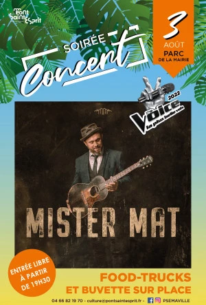Affiche Les Guinguettes de l'été - Soirée concert - Mister Mat 