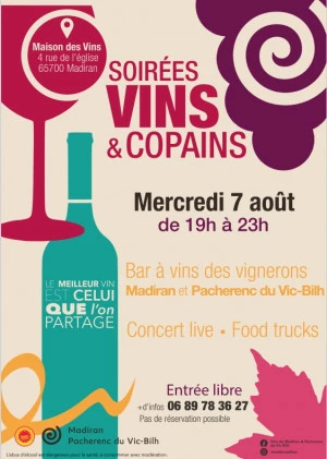 Affiche Soirée Vins & Copains à la Maison des Vins de Madiran - 7 Août