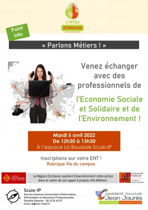 Affiche Conférence métiers Economie sociale et solidaire et Environnement
