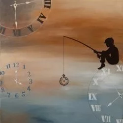 Le pêcheur de temps - Acrylique sur toile, format 61x50cm