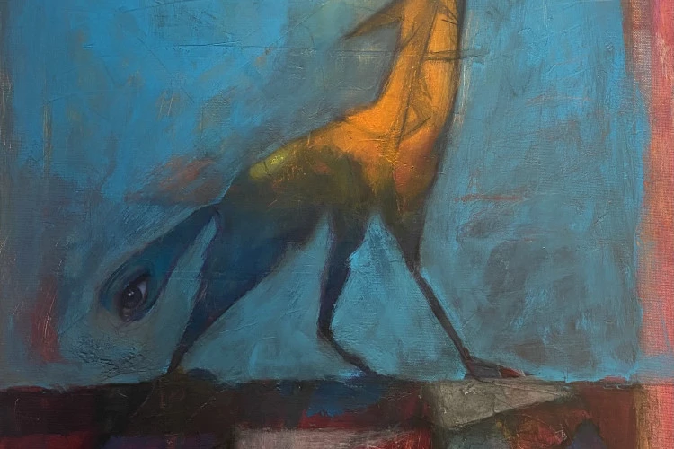 LE LOUP - ACRYLIQUE SUR TOILE 80X70 CADRE CAISSE AMERICAINE - SOREN VANA 