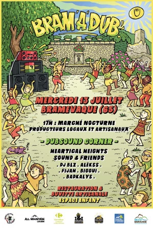 Affiche BRAM'A'DUB : marché nocturne et soirée sound system