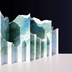 La mer - Leporello - Pigments et eau sur papier marouflé, calque