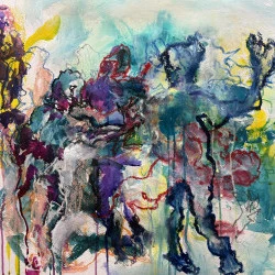 MOUVEMENTS 4 - "Cette œuvre explore la figure humaine en mouvement, capturée à travers la méthode du sensualisme. Elle est le fruit d'une démarche expressive où les corps se libèrent des contraintes de la pose statique, s'inscrivant dans une danse vibrante. Ce travail retrace ce que mon œil perçoit, dessiné sans regarder la feuille, pour une immersion totale dans le sujet. J'ai employé une richesse de techniques, mêlant la fluidité des encres, la précision des graphites et l'intensité des pastels gras et secs, pour traduire les sensations et l'énergie du modèle vivant. Le support, une feuille de dessin en coton de format raisin, a permis d'accueillir la diversité des matières et des gestes, conférant à l'ensemble une texture et une profondeur particulières." - Nathalie Vazquez 