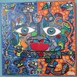 HAPPY - Toile 100X100