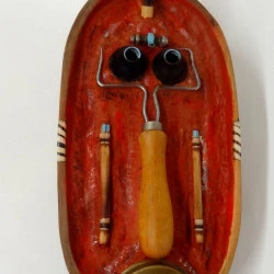 Cola de zorro - 31 x 14 x 5 cm, masque à partir d'un plat en bois