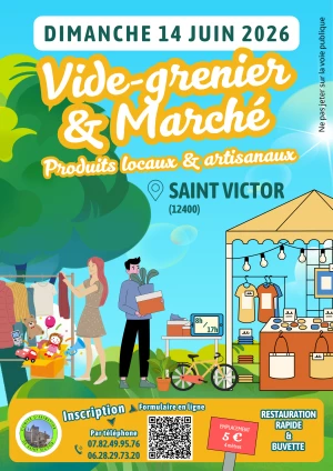 Affiche Vide-grenier et marché à Saint Victor (12400)