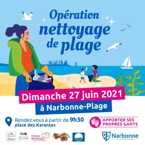 Affiche Opération de nettoyage de plage