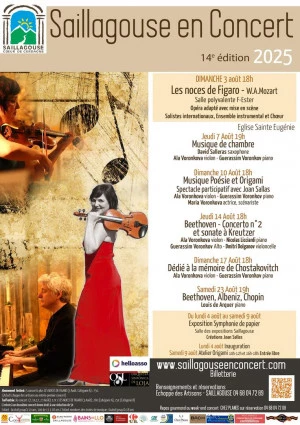 Affiche SAILLAGOUSE EN CONCERT - Dédié à la mémoire de Dmitri Chostakovitch Ala Voronkova, violon (Ukraine) Guerassim Voronkov, piano