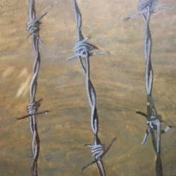 Les migrants / Série II « L'Oiseau d'Or 3 » - Les migrants / Série II « L'Oiseau d'Or 3 », Glacis à l'huile et pigments sur bois, 70 x 87 cm, 2017 - Jaumaud Anne-Marie 