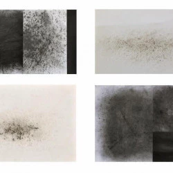 Série " les Papiers " - Noir de fumée, cire, graphite sur papiers marouflés sur cartons. - Pascal Rennié 