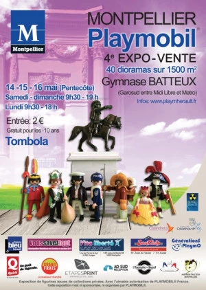 Affiche Playmobil : 4°Expo-vente 14-15-16 mai 2016 Montpellier