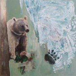 Empreintes - Acrylique et fourrure synthétique sur toile, 150 x 150 cm, 2011 - 2022 - Oddbjørg REINTON 