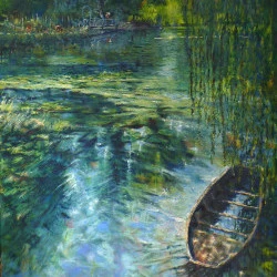 Les jardins de Caraqui, petit pont. - huile sur toile, 100x80