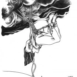 Elle tombe des cordes - 210 x 297 mm - portemine, crayons gras et gommes sur papier - Julien Lauber 