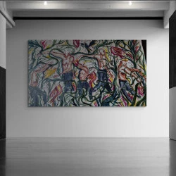 Les Lianes - II - encres sur toile libre, 160 X 260 CM - Claire BONNET-MASIMBERT 