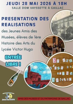 Affiche Conférence des Jeunes Amis par la classe Histoire des arts du lycée Victor-Hugo de Gaillac