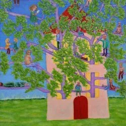 Tree house - Huile sur toile - 86 cm X 112 cm