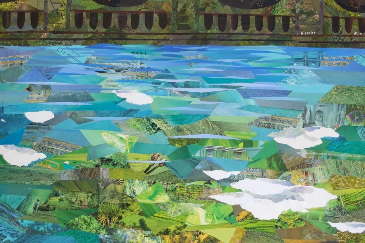 Pont-canal - collage de prospectus sur toile