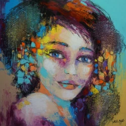 A fleur de peau - technique mixte sur toile,60x60cm,2020