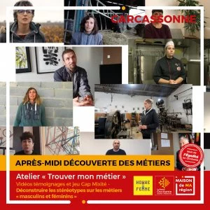 Affiche MOIS DE L'EGALITE EN OCCITANIE à Carcassonne : Après-midi découverte des métiers Mixité-Stéréotypes Atelier "Trouver mon métier" 