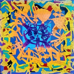 multipersonnages - acrylique sur toile, 100x100, 2017, multipersonnages