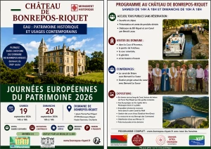 Affiche JOURNEES EUROPEENNES DU PATRIMOINE : EAU : PATRIMOINE HISTORIQUE ET USAGES CONTEMPORAINS