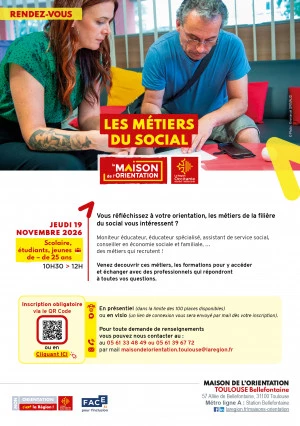 Affiche LES MÉTIERS DU SOCIAL (Public scolaire Présentiel et visio)