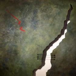 PLUS LOIN - Acrylique sur medium + fer - 90 x 80 cm