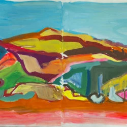 Paysage - en attendant mon planchiste - plage du rouet - gouache sur papier - ©enna chaton 2023 