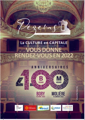 Affiche Pézénas 2022 - Anniversaire Molière et Boby Lapointe 