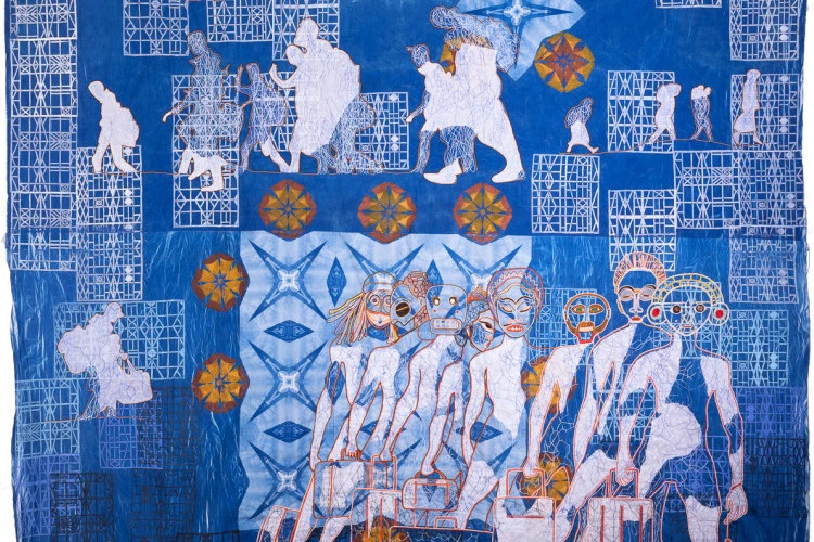 Traffics - broderie, gravure, cyanotype - Alain Scherer 