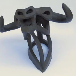 Tête Taureau furieux grande épure - Grès noir