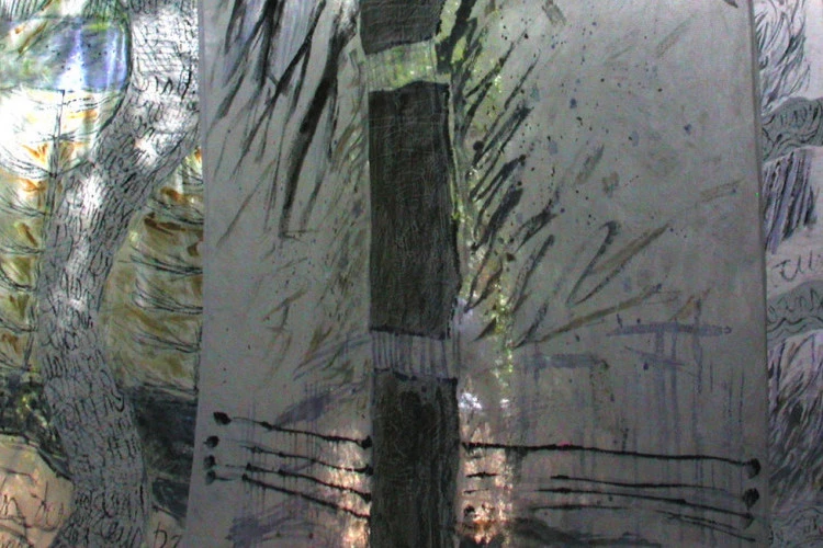 série le jardin utopique - papiers marouflés sur intissé P17 180x80