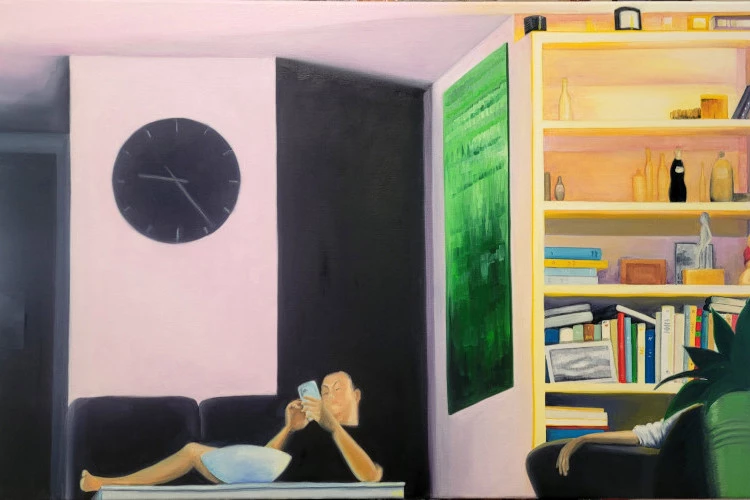 21 h 24 - Peinture à l'huile sur toile, 91 x 60 cm - MFGagneraud 