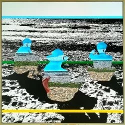 Le réel comme consensus entre nos représentations phénoménales – La plage - Acrylique sur toile, 80 cm x 80 cm, 2021. - Xavier Pinel 