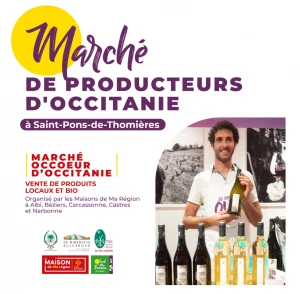 Affiche 2ème édition du Marché Occoeur d'Occitanie à St-Pons-de-Thomières.