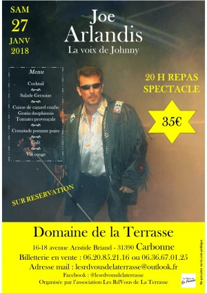 Affiche Repas spectacle : Joe Arlandis, la voix de Johnny