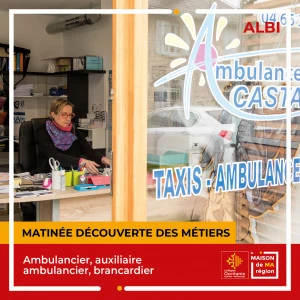Affiche Découverte des métiers ambulancier, auxiliaire ambulancier et brancardier