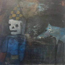 RENARD À LA TÊTE DE MORT - ACRYLIQUE SUR TOILE 30X30 CADRE CAISSE AMERICAINE - SOREN VANA 