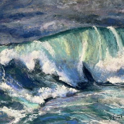 Vague Tumultueuse - Pastel sur papier - dimension 40x40 cm - - Martine Tulet 